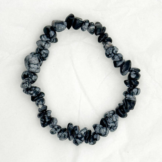 Snowflake Obsidian Chip Bracelet - Sussex Stones Crystal Shop