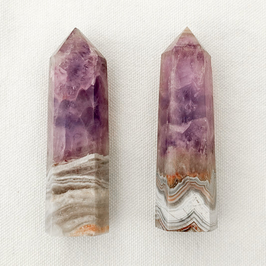Amethyst With Crazy Lace Agate Towers - Sussex Stones Crystal Shop
