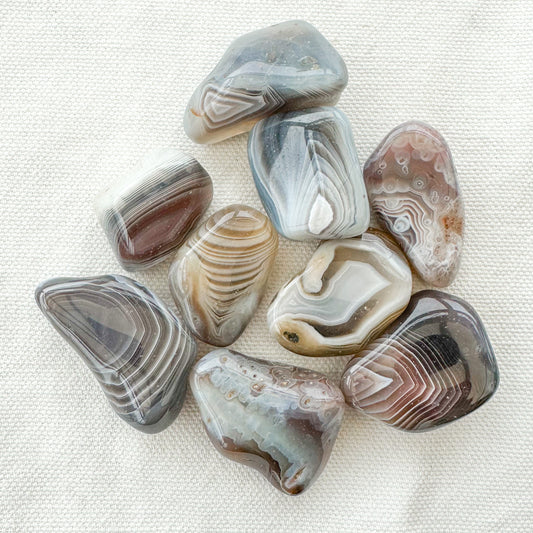 Gray Banded Agate Tumble Stones - Sussex Stones Crystal Shop