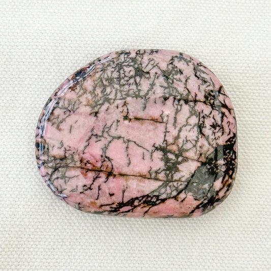 Rhodonite Flat Palm Stone - Sussex Stones Crystal Shop