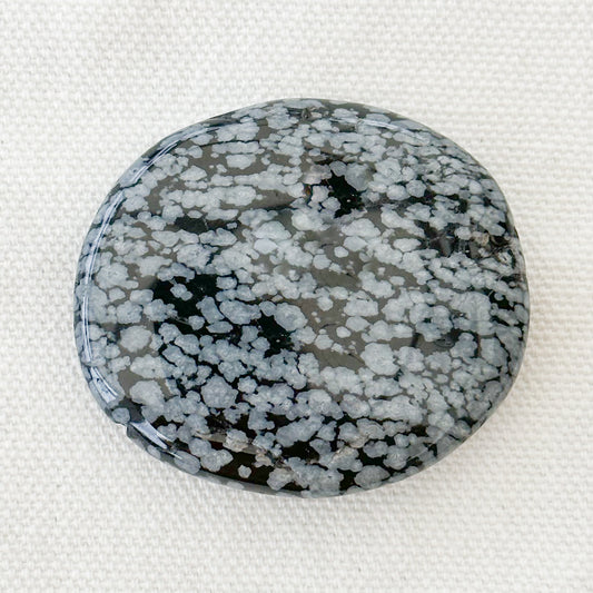 Snowflake Obsidian Flat Palm Stone - Sussex Stones Crystal Shop