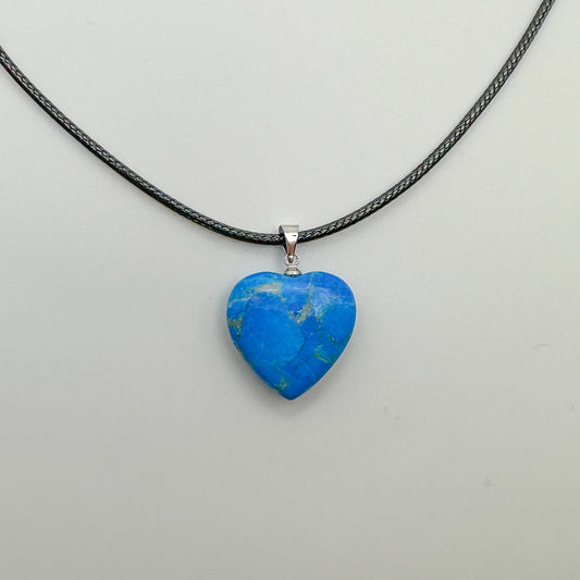 Blue Howlite Heart Pendant Necklace - Sussex Stones Crystal Shop