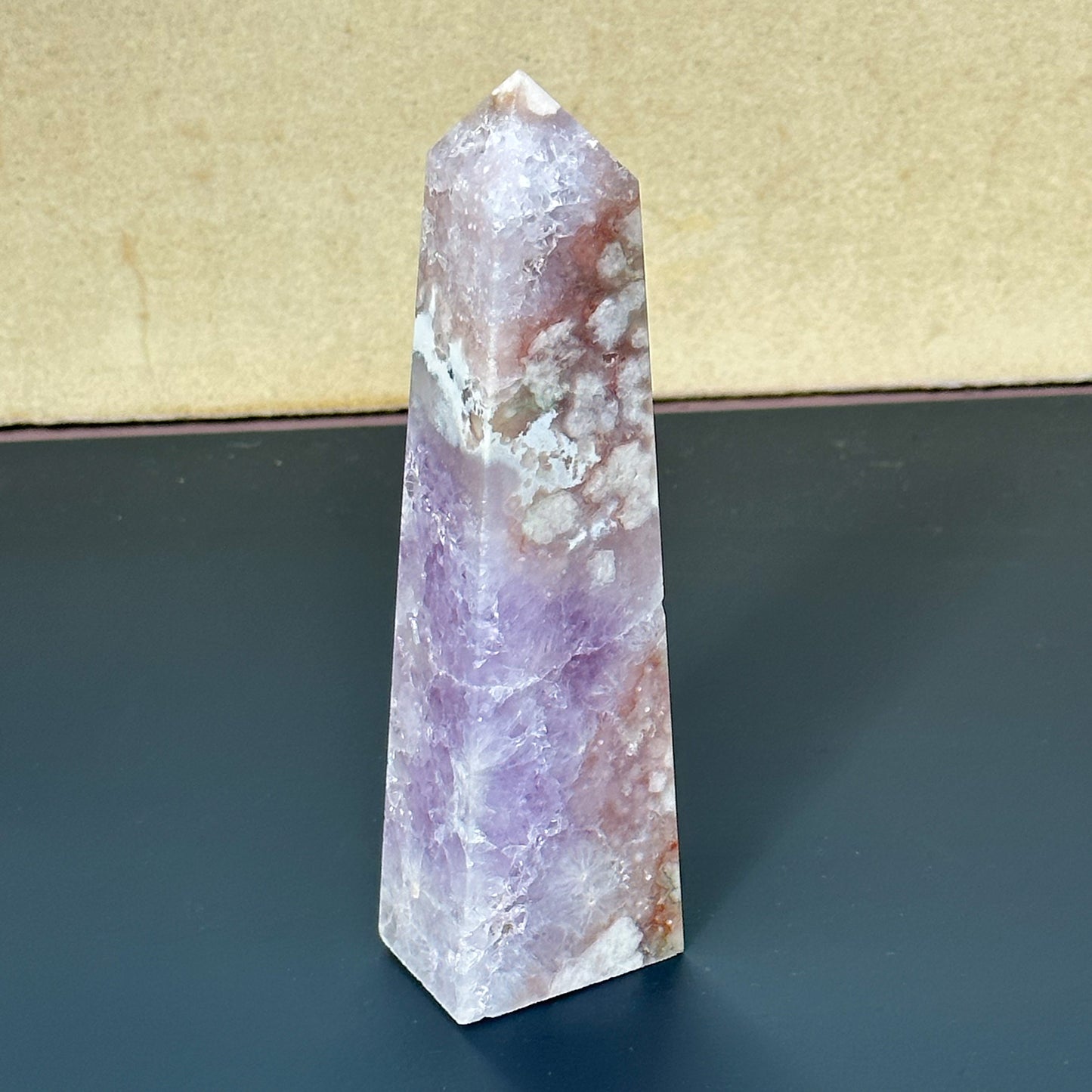 Pink Amethyst With Flower Agate Tower - Sussex Stones Crystal Shop