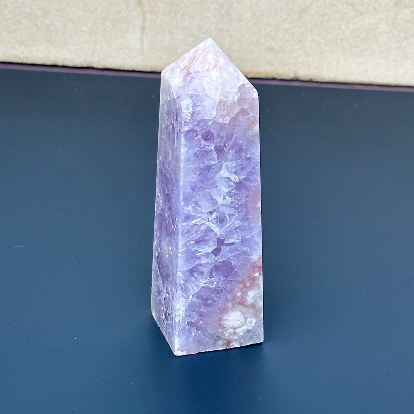 Pink Amethyst With Flower Agate Tower - Sussex Stones Crystal Shop