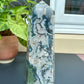 Large Green Moss Agate Tower With Druzy