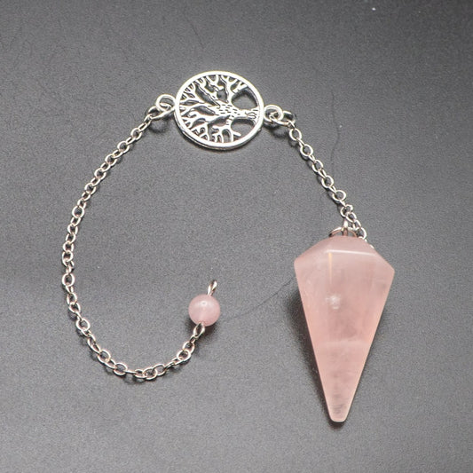 Rose Quartz Tree Of Life Pendulum - Sussex Stones Crystal Shop