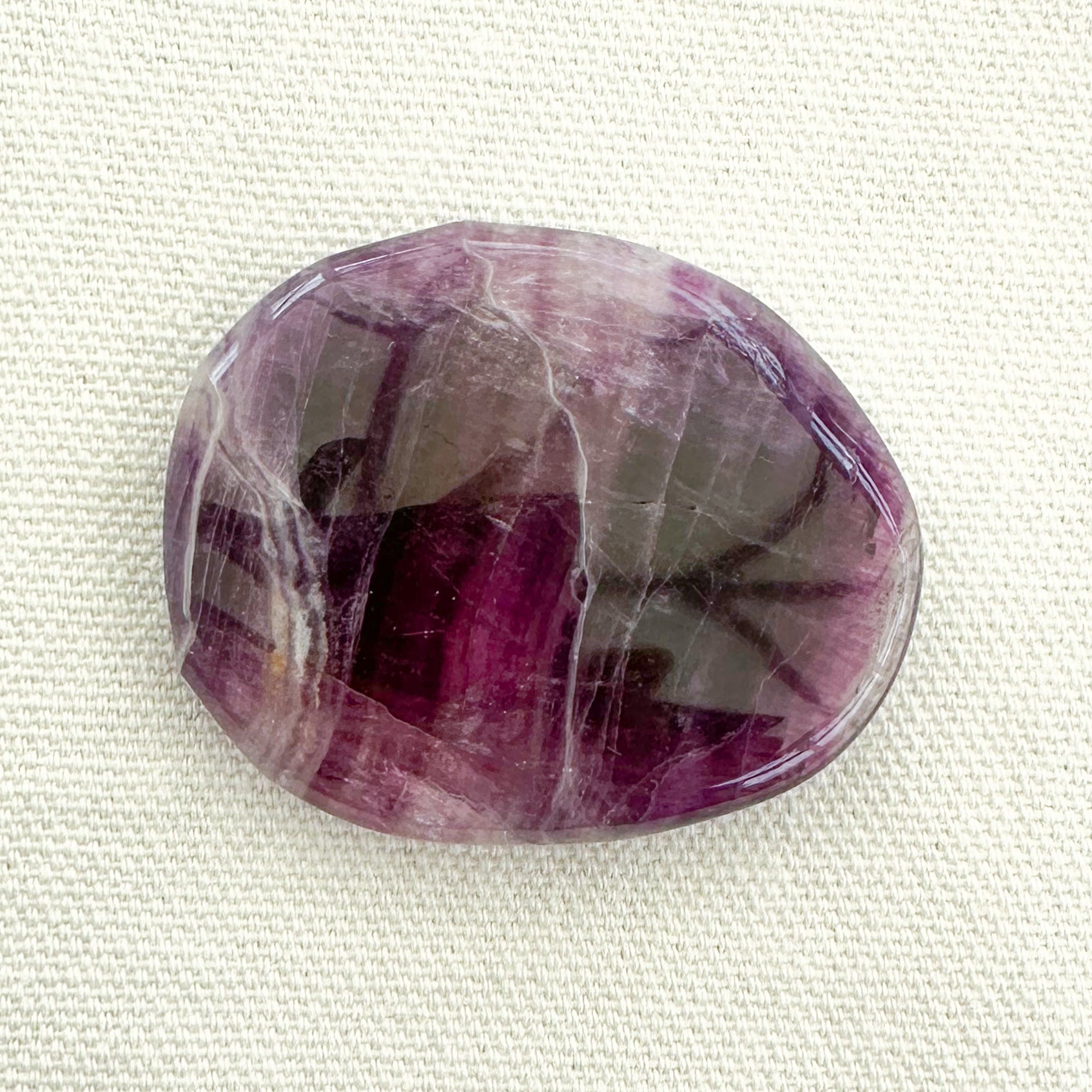 Purple Fluorite Flat Palm Stone - Sussex Stones Crystal Shop