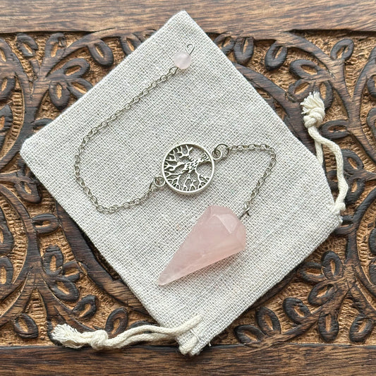 Rose Quartz Tree Of Life Pendulum - Sussex Stones Crystal Shop