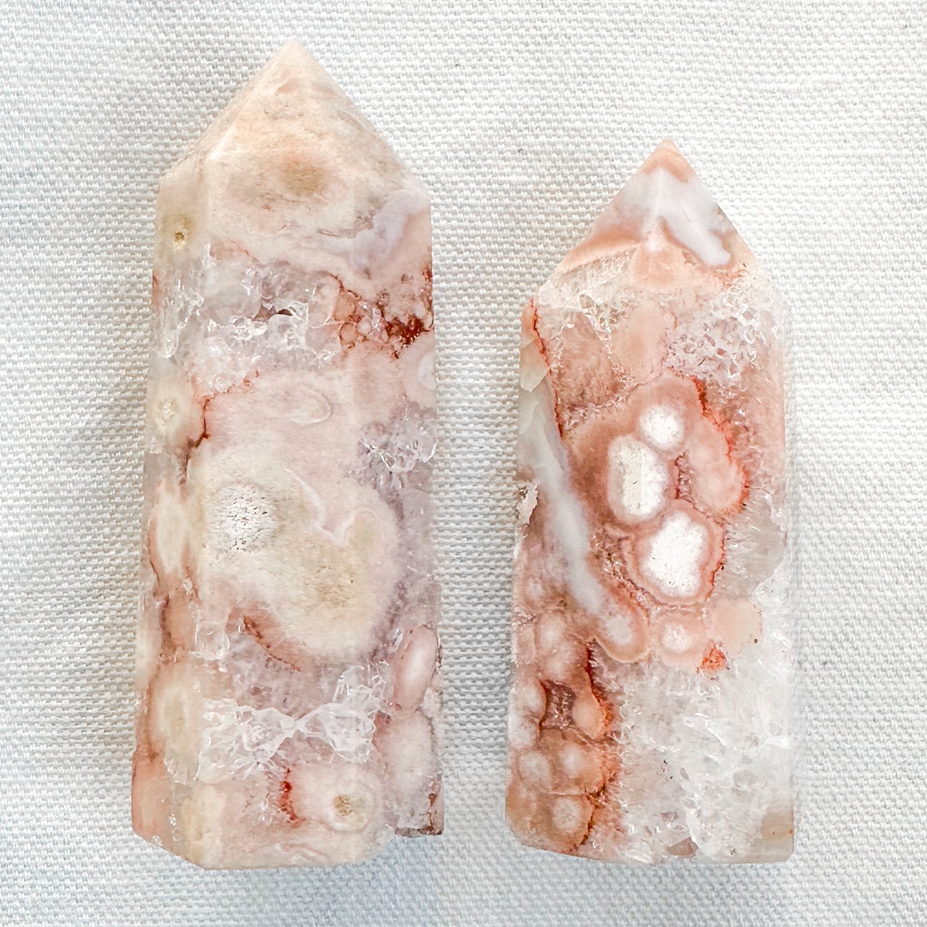 Pink Amethyst With Flower Agate Towers