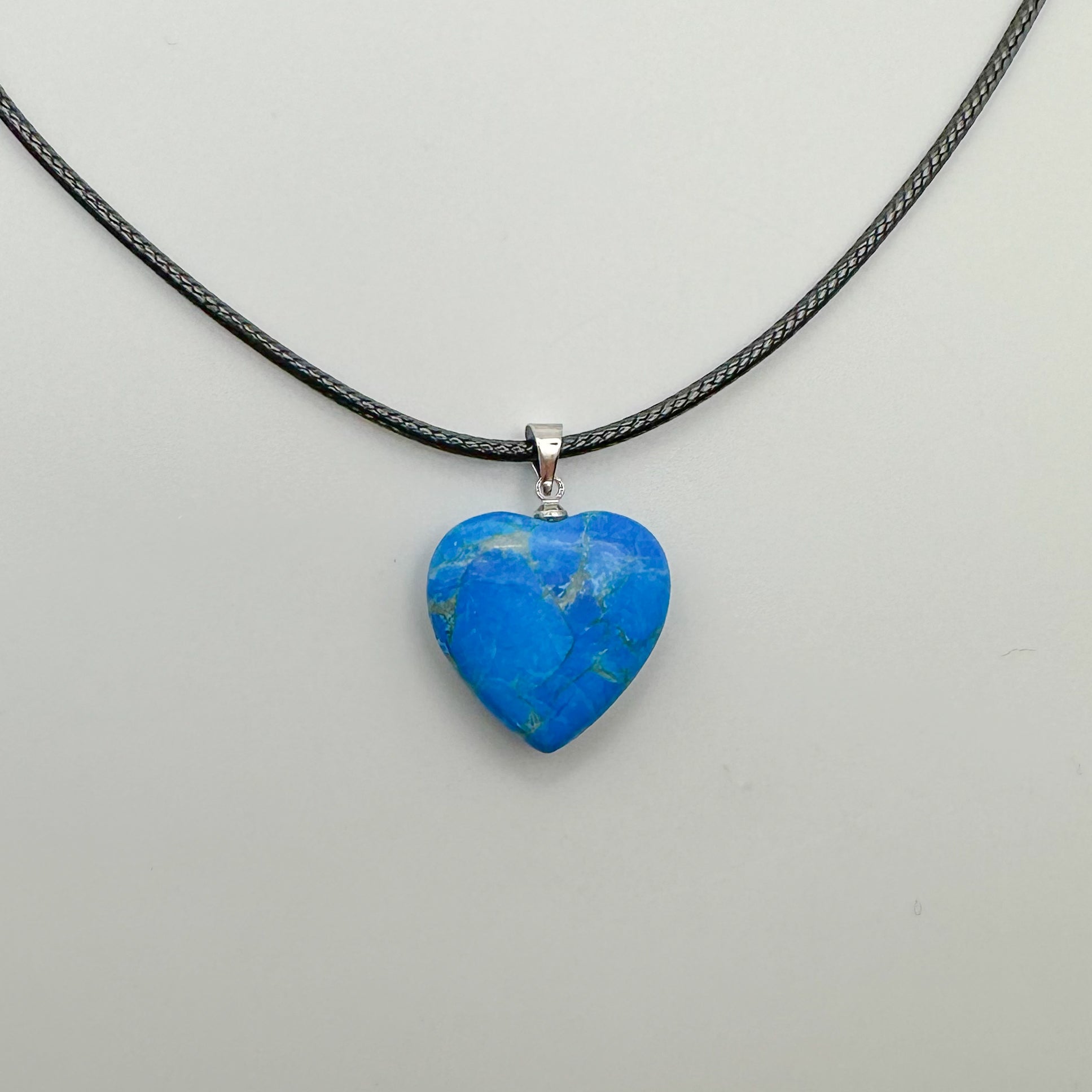 Blue Howlite Heart Pendant Necklace - Sussex Stones Crystal Shop