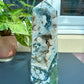 Large Green Moss Agate Tower With Druzy - Sussex Stones Crystal Shop