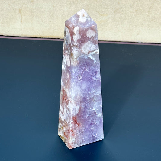 Pink Amethyst With Flower Agate Tower - Sussex Stones Crystal Shop