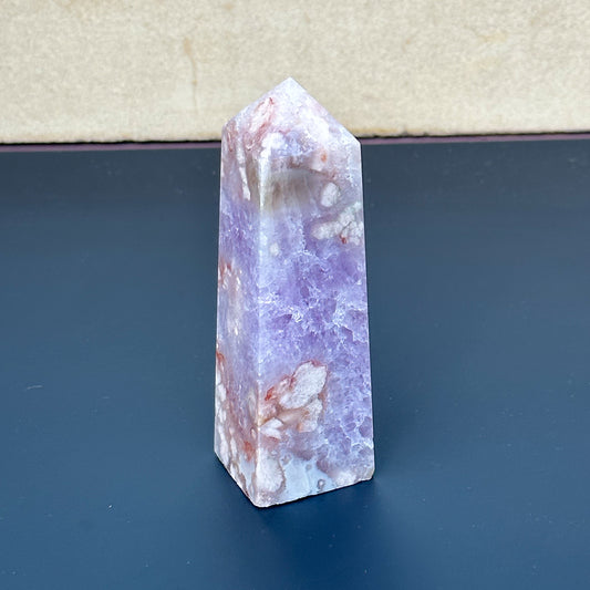 Pink Amethyst With Flower Agate Tower - Sussex Stones Crystal Shop