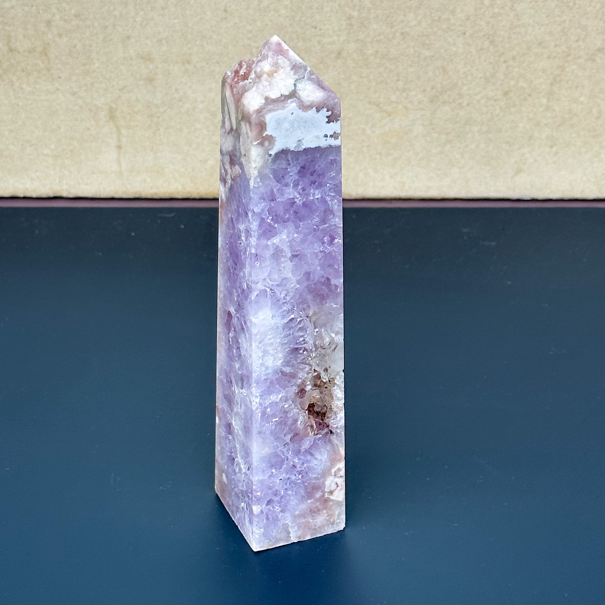 Pink Amethyst With Flower Agate Tower - Sussex Stones Crystal Shop