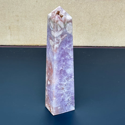 Pink Amethyst With Flower Agate Tower - Sussex Stones Crystal Shop